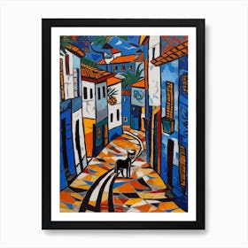 Painting Of Rio With A Cat 2 In The Style Of Matisse Art Print