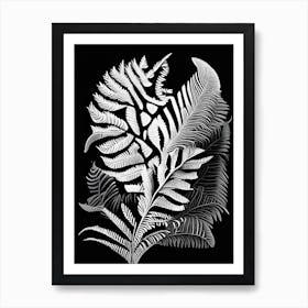 Flat Leaf Fern Linocut Art Print