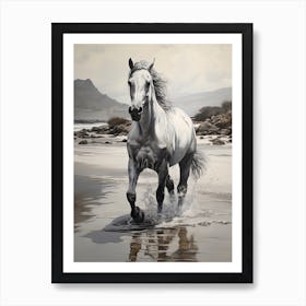 A Horse Oil Painting In Boulders Beach, South Africa, Portrait 1 Art Print
