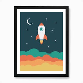 Rocket Ship - Kids Space Art Print