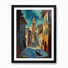Painting Of Rome With A Cat In The Style Of Surrealism, Dali Style 3 Art Print