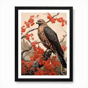 Dark And Moody Botanical Red Tailed Hawk 4 Art Print