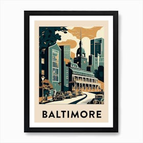 Baltimore Midcentury Travel Poster Art Print