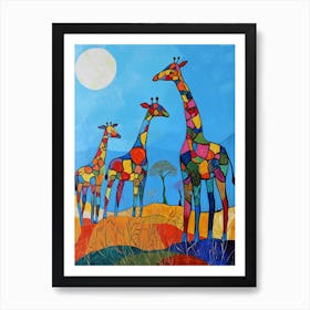 Abstract Geometric Giraffes 6 Art Print