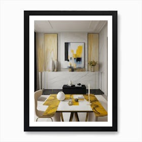 Yellow And White Dining Room Art Print