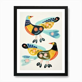 Folk Style Bird Painting Mallard Duck 1 Art Print