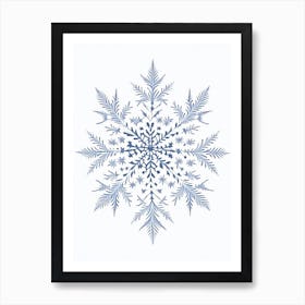 Winter Snowflake Pattern, Snowflakes, Pencil Illustration 4 Art Print