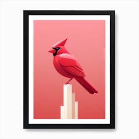 Minimalist Northern Cardinal 4 Illustration Affiche