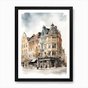 Norrebro Copenhagen Neighborhood, Watercolour 1 Art Print