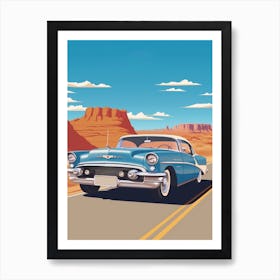 A Buick Regal Car In Route 66 Flat Illustration 2 Art Print