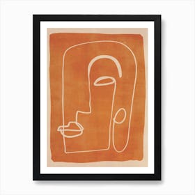 Abstract Face In Orange Art Print