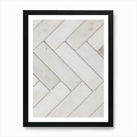 White Marble Herringbone Art Print