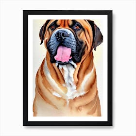 Bullmastiff Watercolour Dog Art Print