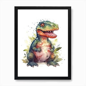 Tyrannosaurus Rex Cute Dinosaur Watercolour 3 Art Print