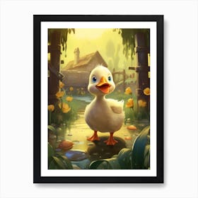 Animated Duckling On The Farm Art Print