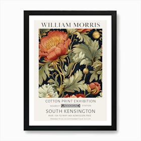 William Morris Red Flowers Dark Academia Art Print