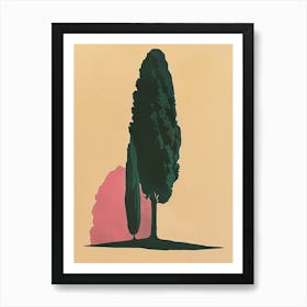 Cypress Tree Colourful Illustration 3 Art Print