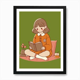 Girl Reading A Book Art Print