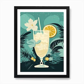 Pina Colada Cocktail Illustration 3 Art Print