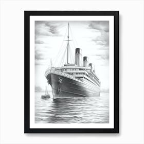 Titanic Ship Charcoal Sketch 6 Art Print