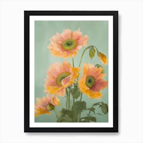 Sunflowers Flowers Acrylic Painting In Pastel Colours 11 Art Print