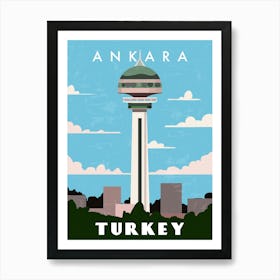 Ankara, Turkey — Retro travel minimalist poster Art Print