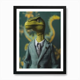 Pastel Toy Dinosaur In A Suit & Tie 3 Art Print