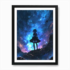 Anime Girl Standing On A Rock Art Print