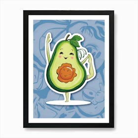 Avocado Yoga Sticker Art Print