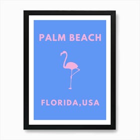 Palm Beach Florida wall art | Pink and blue travel print Art Print