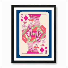 King Playing Card Maximalist Blue Print Lucky You Dopamine Decor Art Print