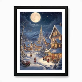 Christmas Village Lights Art Print