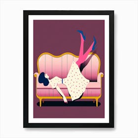 Girl Laying On A Couch 2 Art Print