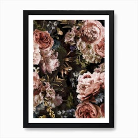 Real Baroque Roses Night Garden Art Print