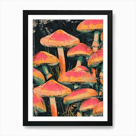 Retro Kitsch Mushroom Collage 4 Art Print