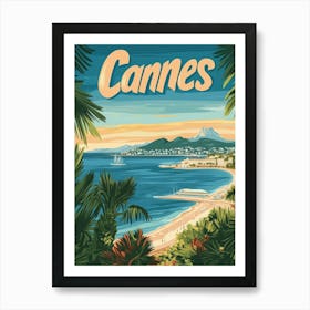 Aihrgdesign A Retro Travel Poster For Cannes Featuring The Sc 64b91f0b 8a9d 443a B17f 8bf308e695a6 3 Art Print