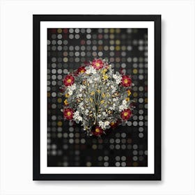 Vintage Narcissus Calathinus Flower Wreath on Dot Bokeh Pattern n.0324 Art Print