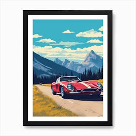 A Ferrari 250 Gto Car In Icefields Parkway Flat Illustration 3 Art Print