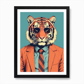 Tiger Illustrations Wearing A Smart Shirt 2 Art Print