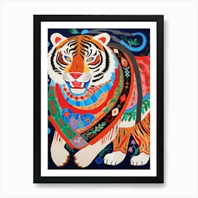 Maximalist Animal Painting Siberian Tiger 3 Art Print