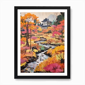 Autumn City Park Painting Kenrokuen Garden Kanazawa Japan 2 Art Print