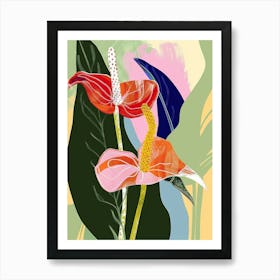 Colourful Flower Illustration Flamingo Flower 3 Art Print