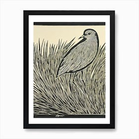 Lapwing Linocut Bird Art Print