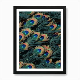 Peacock Feathers Pattern Seamless Pattern Art Print