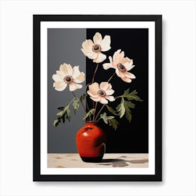 Bouquet Of Japanese Anemone Flowers, Autumn Fall Florals Painting 2 Art Print