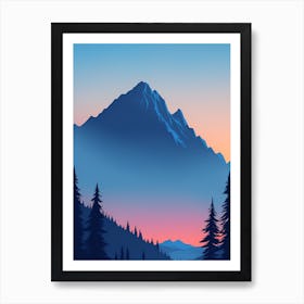 Misty Mountains Vertical Composition In Blue Tone 119 Art Print