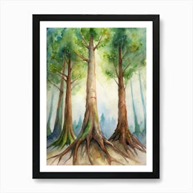 Watercolor Tree Painting Póster