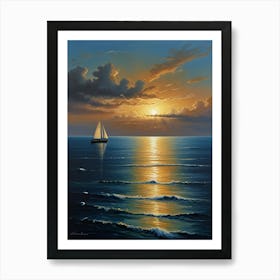 Sailboat At Sunset 2 Art Print