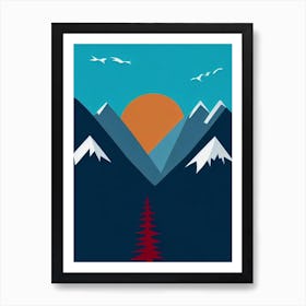 Wengen, Switzerland Modern Illustration Skiing Poster Art Print