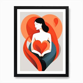 Woman Holding A Heart, Love Art Print